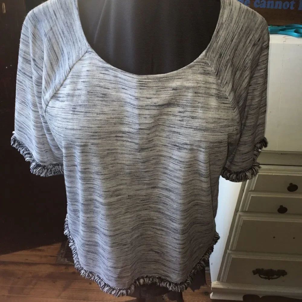 Chico’s 2 heathered tassel sleeve minimalist blouse
